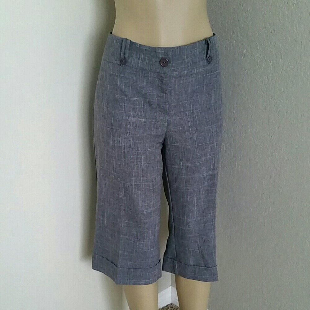Gray cropped career slacks